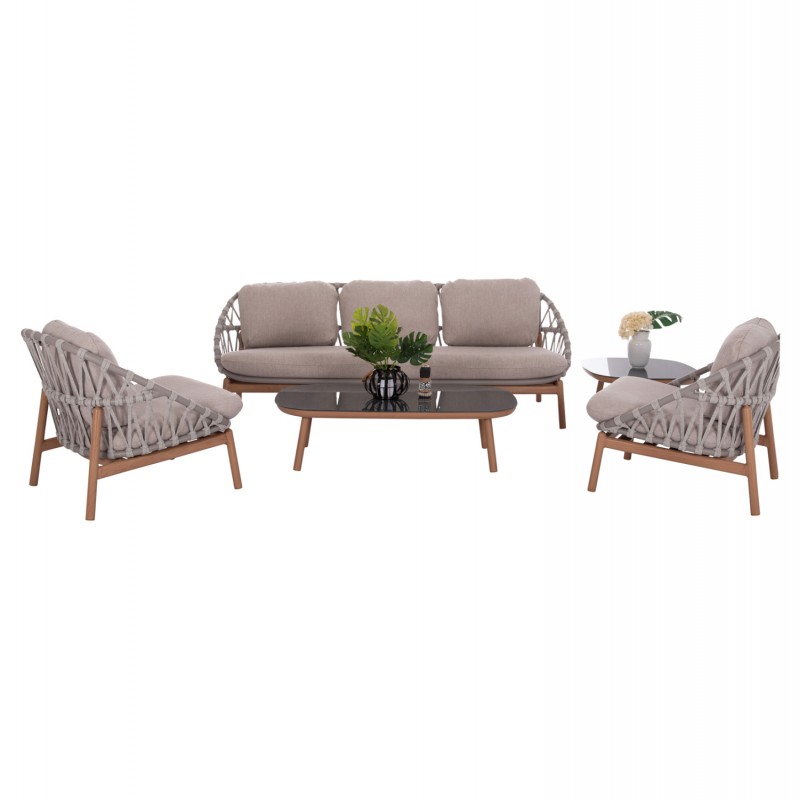 ΣΕΤ ΣΑΛΟΝΙ ΕΞ.ΧΩΡΟΥ 5ΤΜΧ KROM HM6360.02 ΑΛΟΥΜΙΝΙΟ--ΣΧΟΙΝΙ STRAP--3D PRINTED ΓΥΑΛΙ