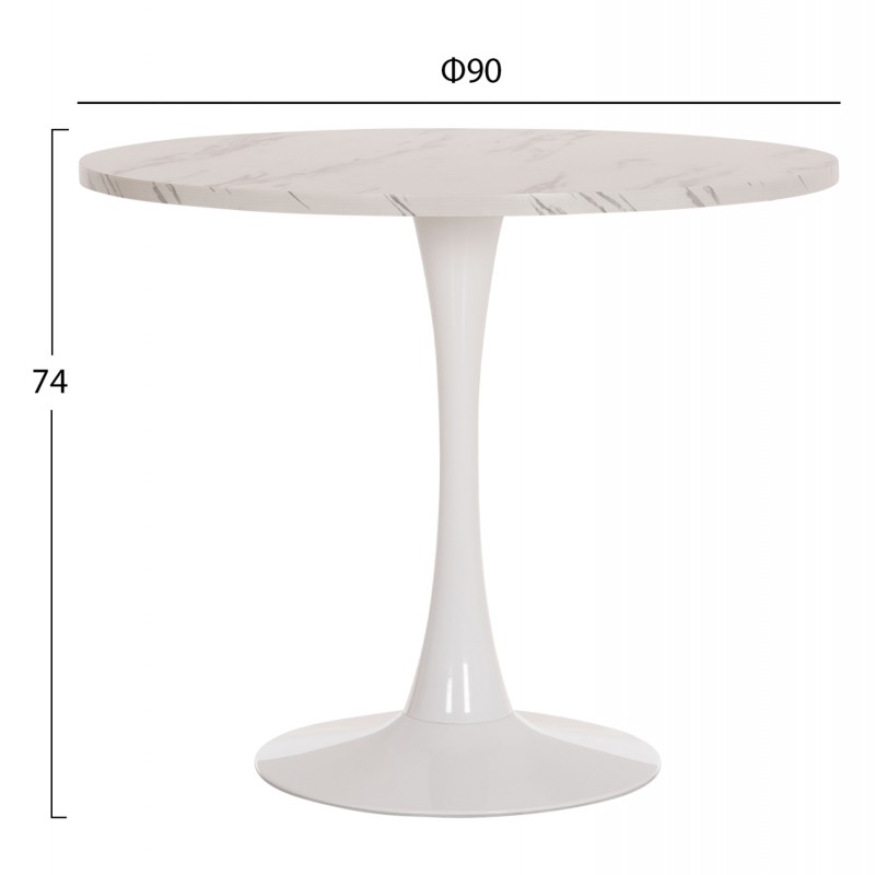 ΤΡΑΠΕΖΙ ΤΡΑΠΕΖΑΡΙΑΣ ROLLO HM9421.11 ΣΤΡΟΓΓΥΛΟ WHITE MARBLE Φ90x74Υεκ.