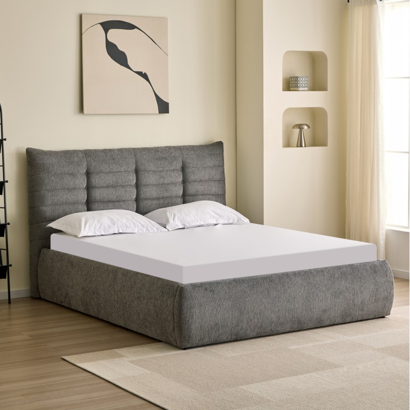 ΚΡΕΒΑΤΙ ΔΙΠΛΟ SANDRA HM732.01 ΓΚΡΙ ΥΦΑΣΜΑ & ΑΠΟΘΗΚΕΥΤΙΚΟΣ ΧΩΡΟΣ--ΣΤΡΩΜΑ 160x200εκ