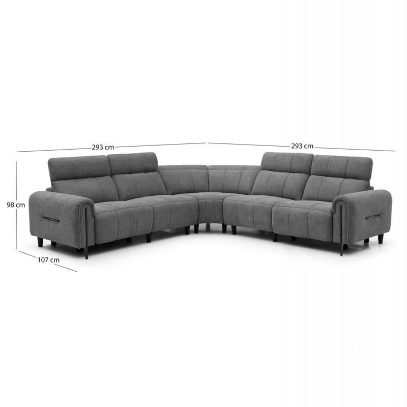 ΓΩΝΙΑΚΟΣ ΚΑΝΑΠΕΣ ΜΕ RECLINE ORACLE HM3290.01 ΓΚΡΙ ΥΦΑΣΜΑ 293x293x98Υεκ.