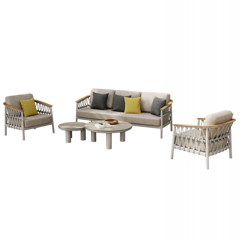 ΣΕΤ ΣΑΛΟΝΙ 5ΤΜΧ STREAM HM6426.02 ΚΡΕΜ ΑΛΟΥΜΙΝΙΟ--ΜΠΕΖ ΣΧΟΙΝΙ & OLEFIN