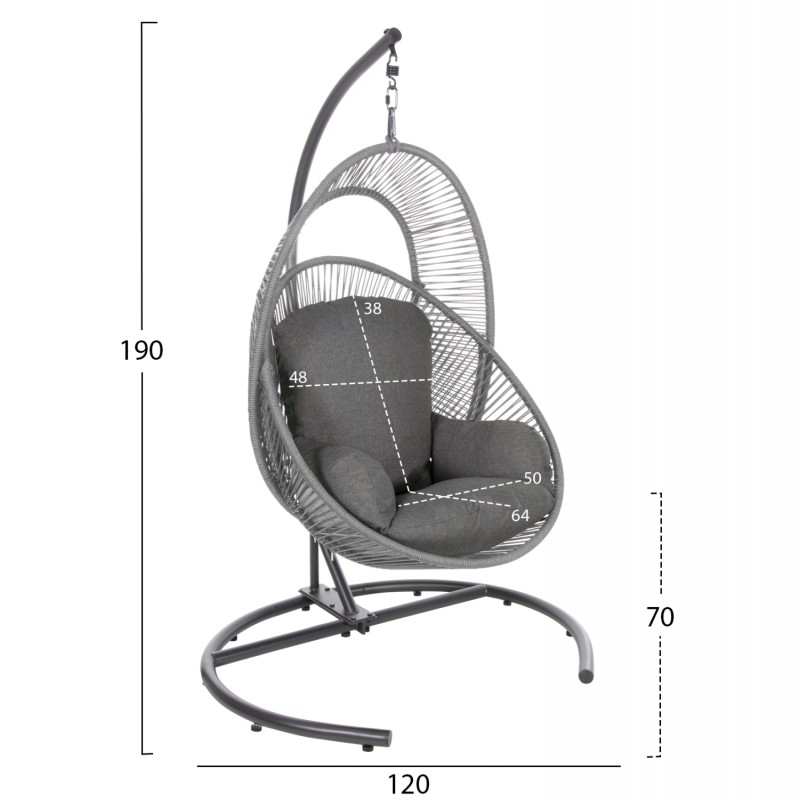 ΚΡΕΜΑΣΤΗ ΦΩΛΙΑ RULER HM6083.02 ΚΑΠΟΥΤΣΙΝΟ ΜΕΤΑΛ.- P.E.RATTAN-ΜΑΞΙΛΑΡΙ 120x110x190Υ