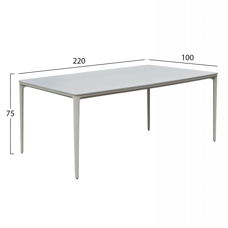 ΤΡΑΠΕΖΙ ΤΡΑΠΕΖΑΡΙΑΣ STAD HM6558.02 ΜΠΕΖ ΑΛΟΥΜΙΝΙΟ--ΛΕΥΚΟ SINTERED STONE 220x100x75Υεκ