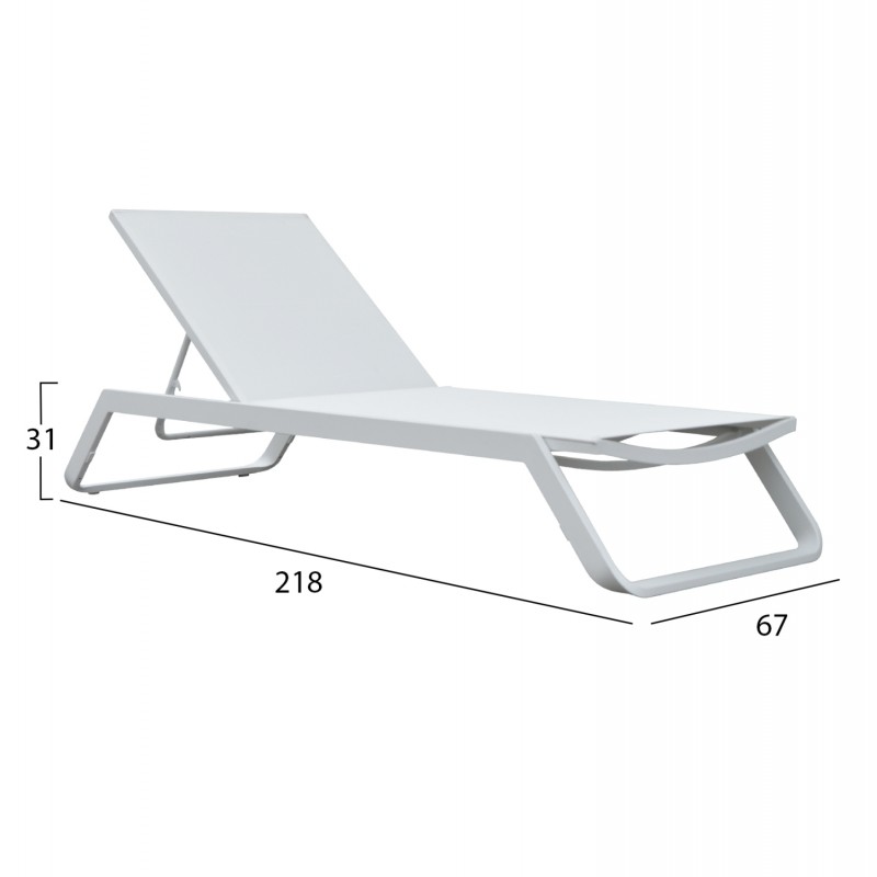 ΞΑΠΛΩΣΤΡΑ ΑΛΟΥΜΙΝΙΟΥ MARIMAR HM6562.02 ΣΚΕΛΕΤΟΣ & TEXTILENE ΛΕΥΚΟ 218x67x31Υεκ