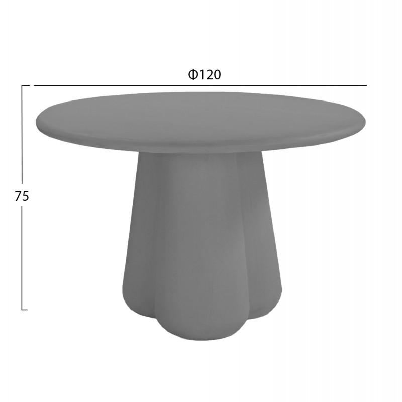 ΤΡΑΠΕΖΙ ΤΡΑΠΕΖΑΡΙΑΣ ΣΤΡΟΓΓΥΛΟ NAYU HM6583.01 ΓΚΡΙ ΤΣΙΜΕΝΤΟ Φ120x75Υεκ