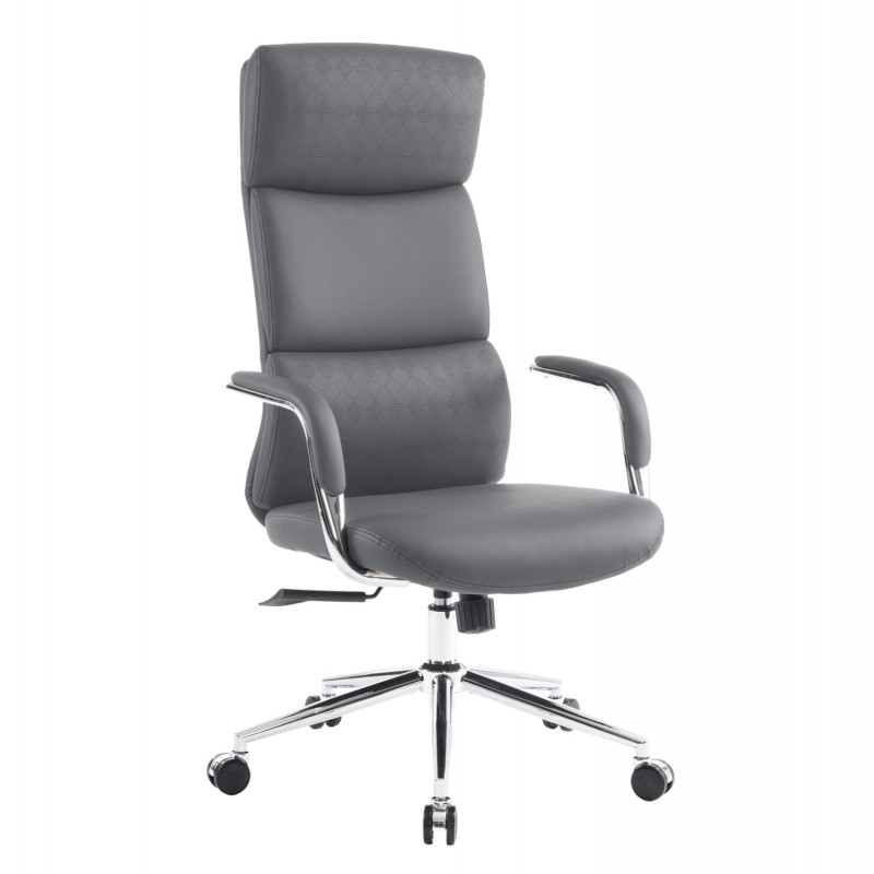 ΚΑΡΕΚΛΑ ΓΡΑΦΕΙΟΥ MEITE HM18353.10 ΓΚΡΙ PU ΔΕΡΜΑ--ΒΑΣΗ ΧΡΩΜΙΟΥ 66x71x127Υεκ