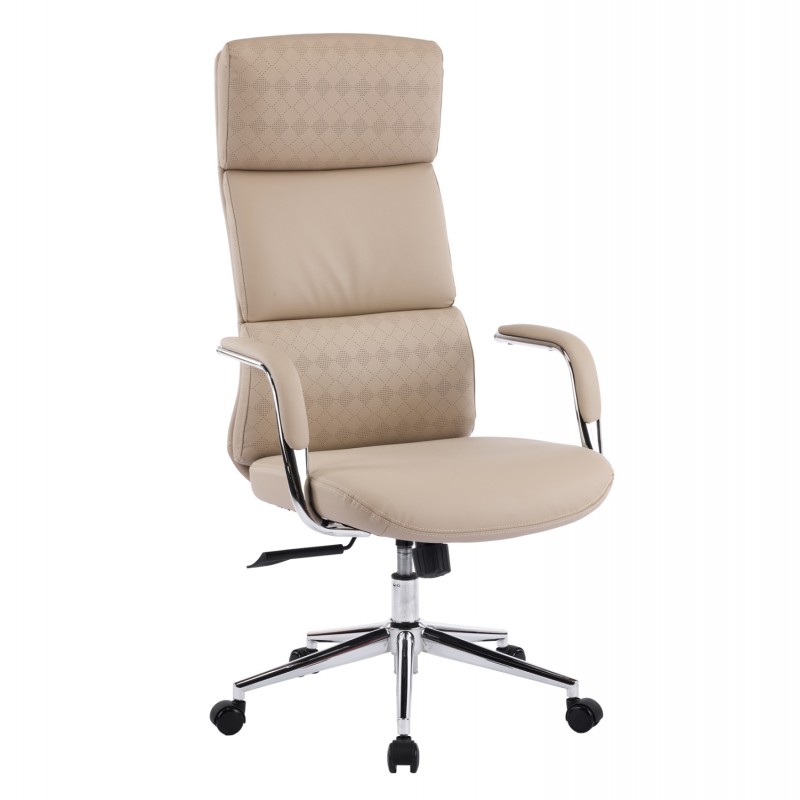 ΚΑΡΕΚΛΑ ΓΡΑΦΕΙΟΥ MEITE HM18353.02 ΜΠΕΖ PU ΔΕΡΜΑ--ΒΑΣΗ ΧΡΩΜΙΟΥ 66x71x127Υεκ