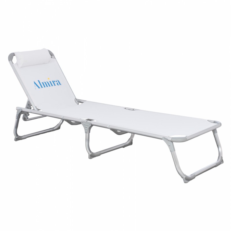 ΞΑΠΛΩΣΤΡΑ ΠΑΡΑΛΙΑΣ AVRIL HM5054.03 ΒΑΡΕΩΣ ΤΥΠΟΥ ΛΕΥΚΗ ΑΛΟΥΜΙΝΙΟΥ 188x58x31-81 cm.