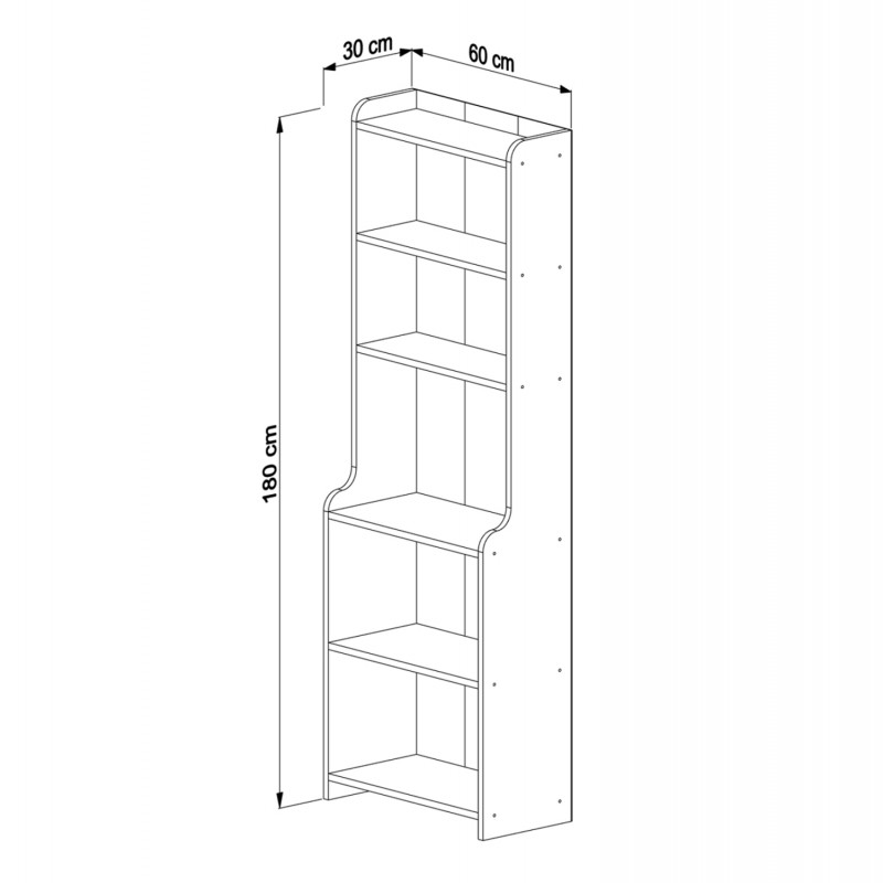 ΒΙΒΛΙΟΘΗΚΗ NEAT HM18194.04 ΜΕΛΑΜΙΝΗ ΣΕ ΦΥΣΙΚΟ ΧΡΩΜΑ ΞΥΛΟΥ 60x30x180Υεκ.