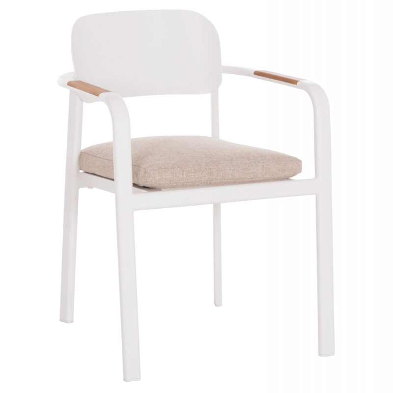 ΠΟΛΥΘΡΟΝΑ ΤΡΑΠΕΖΑΡΙΑΣ ELARA HM6414.02 ΛΕΥΚΟ ΑΛΟΥΜΙΝΙΟ-ΜΠΕΖ OLEFIN--TEAK 56x62x78Υεκ