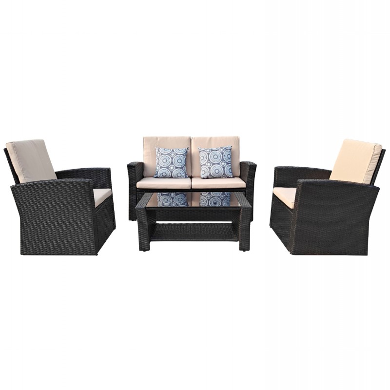 ΣΑΛΟΝΙ ΕΞ.ΧΩΡΟΥ 4ΤΜΧ THORE HM5978 ΣΥΝΘ. RATTAN ΑΝΘΡΑΚΙ-ΜΠΕΖ ΜΑΞΙΛΑΡΙΑ