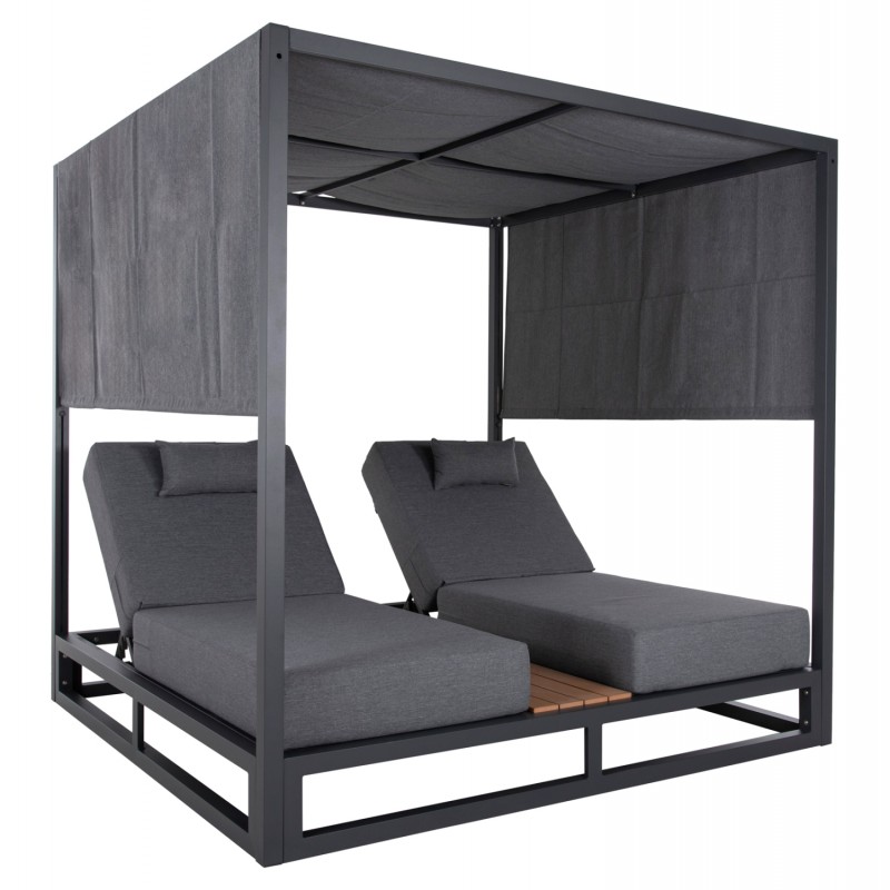 ΔΙΠΛΗ ΞΑΠΛΩΣΤΡΑ ΠΑΡΑΛΙΑΣ ΜΕ ΣΚΙΑΣΤΡΟ ΚΥΒΟΣ GALLANT HM6097.01 ΑΛΟΥΜΙΝΙΟ ΓΚΡΙ 2x2x2μ