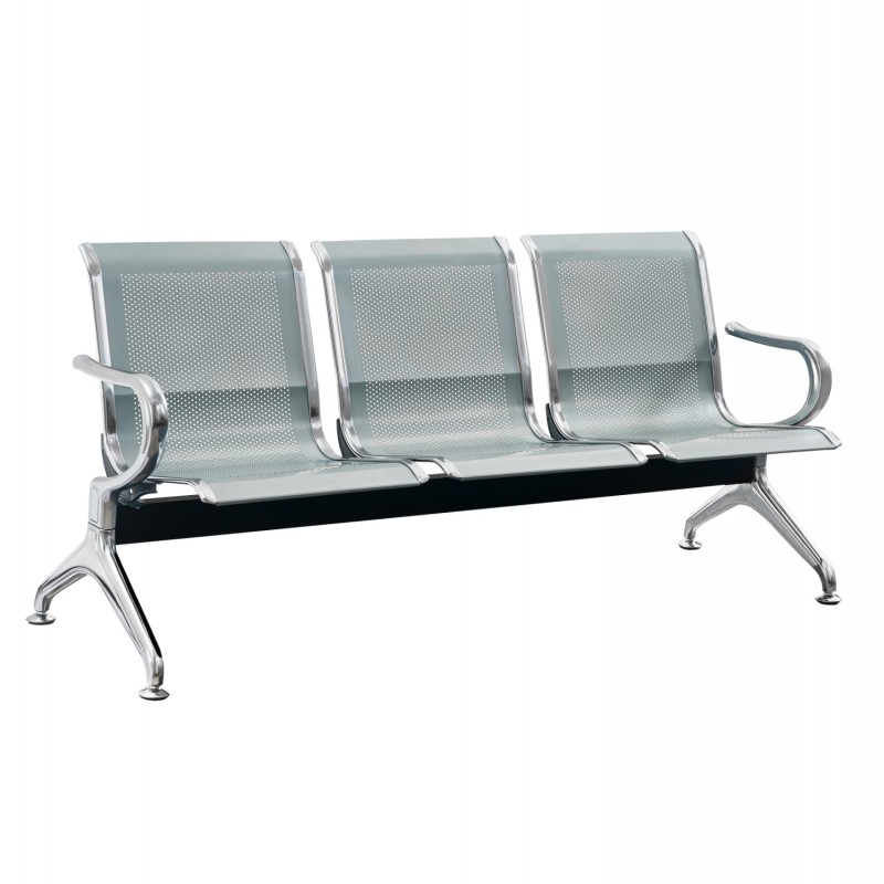 ΚΑΘΙΣΜΑ ΑΝΑΜΟΝΗΣ Τ. ΑΕΡΟΔΡΟΜΙΟΥ 3ΘΕΣΙΟ AVIATOR HM18399 ΜΕΤΑΛΛΟ MESH ΓΚΡΙ 171x64x76Υ