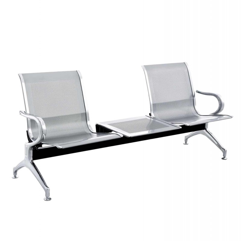 ΠΑΓΚΑΚΙ Τ.ΑΕΡΟΔΡΟΜΙΟΥ 2ΘΕΣΙΟ+ΤΡΑΠΕΖΙ AVIATOR HM18402 ΜΕΤΑΛΛΟ MESH ΓΚΡΙ 171x64x76Υεκ