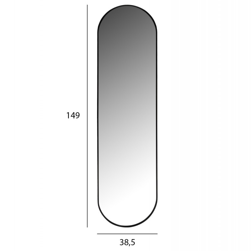 ΚΑΘΡΕΠΤΗΣ ΤΟΙΧΟΥ HM9581.01 ΨΗΛΟΣ ΟΒΑΛ ΣΚΕΛΕΤΟΣ ΑΛΟΥΜΙΝΙΟΥ ΜΑΥΡΟΣ 38,5x4x149Υεκ.