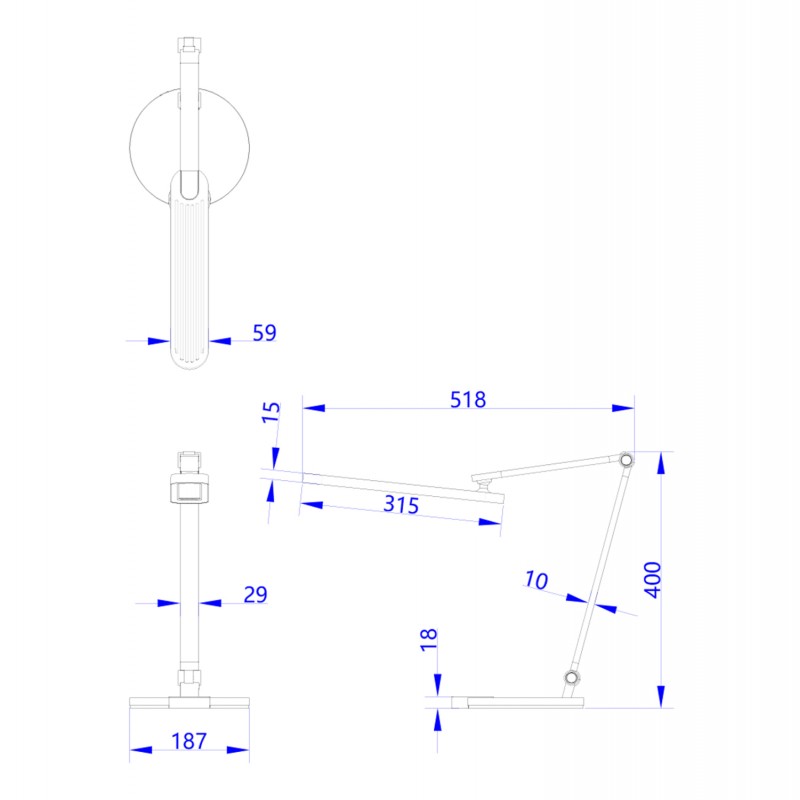 ΦΩΤΙΣΤΙΚΟ ΓΡΑΦΕΙΟΥ LED BLAIN PRO HM4454.02 ΜΑΥΡΗ ΒΑΣΗ ABS-ΓΚΡΙ ΑΛΟΥΜΙΝΙΟ 51,8x40Υεκ.