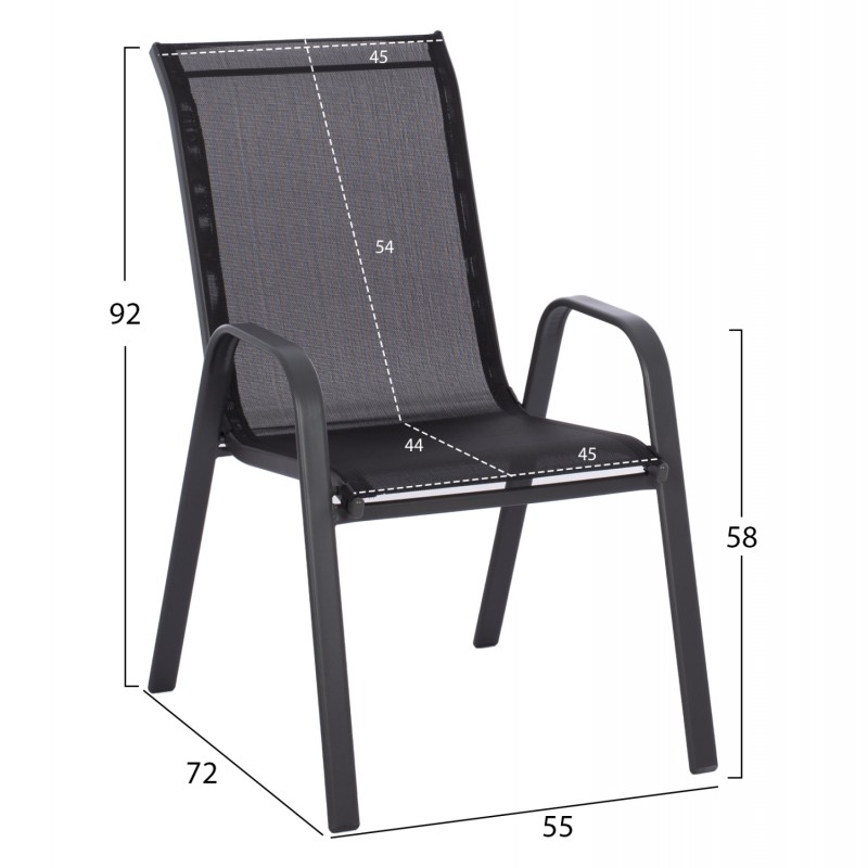 ΣΕΤ ΤΡΑΠΕΖΑΡΙΑΣ 5ΤΜΧ HM5193.13 ΜΕΤΑΛΛΙΚO ΜΕ 4 ΚΑΡΕΚΛΕΣ & ΤΡΑΠΕΖΙ 110x60 ΜΑΥΡΟ