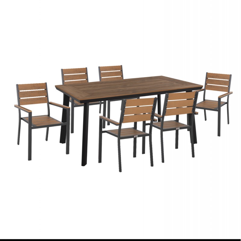 ΣΕΤ ΤΡΑΠΕΖΑΡΙΑΣ TABER HM21198 ΤΡΑΠΕΖΙ & 6 ΠΟΛΥΘΡΟΝΕΣ-ΑΛΟΥΜΙΝΙΟ & POLYWOOD-ΑΝΘΡΑΚΙ