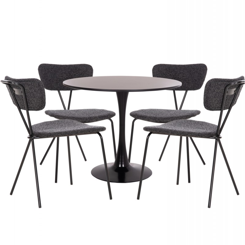 ΣΕΤ ΤΡΑΠΕΖΑΡΙΑΣ 5ΤΜΧ BROLIN HM21200 MDF TOP & ΜΕΤΑΛΛΟ ΜΑΥΡΟ-ΣΚΟΥΡΟ ΓΚΡΙ ΥΦΑΣΜΑ