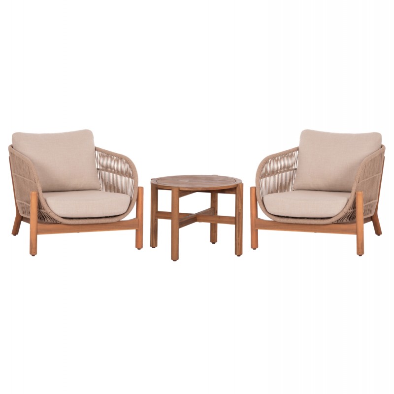 LOUNGE ΣΕΤ SANJI HM21214 ΤΡΑΠΕΖΙ & 2 ΠΟΛΥΘΡΟΝΕΣ--ΞΥΛΟ ΑΚΑΚΙΑΣ-ΑΛΟΥΜΙΝΙΟ-ΣΧΟΙΝΙ