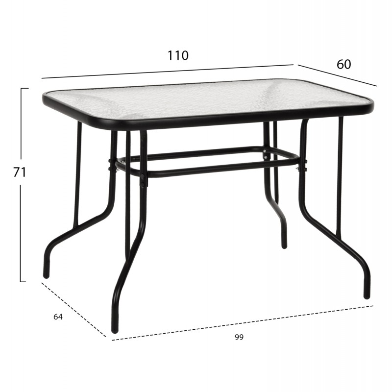 ΣΕΤ ΤΡΑΠΕΖΑΡΙΑΣ 5ΤΜΧ ADAM HM21219.01 ΚΑΡΕΚΛΕΣ ΜΕΤΑΛΛΙΚΕΣ & ΤΡΑΠΕΖΙ 110x60 ΜΑΥΡΟ