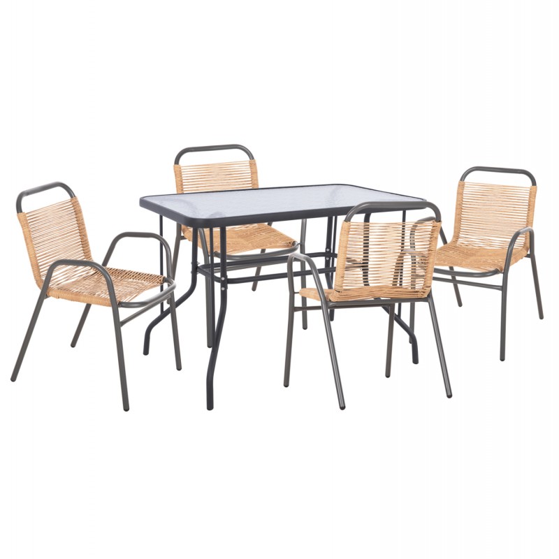 ΣΕΤ ΤΡΑΠΕΖΑΡΙΑΣ 5ΤΜΧ AVRIL HM21221.01 ΚΑΡΕΚΛΕΣ ΜΕΤΑΛ. & ΤΡΑΠΕΖΙ 110x60 ΓΚΡΙ-ΦΥΣΙΚΟ