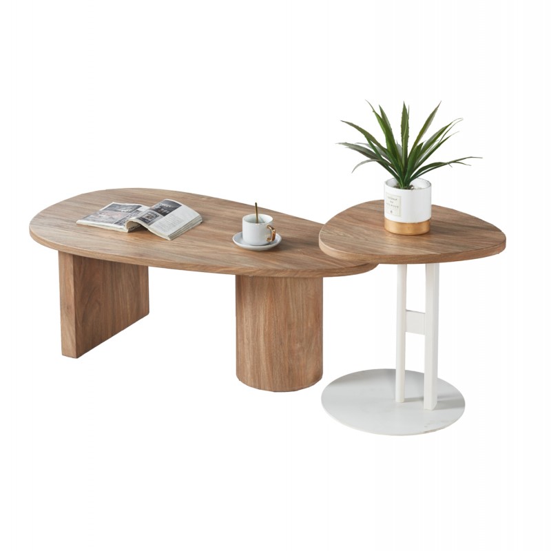 ΣΕΤ ΤΡΑΠΕΖΙ ΣΑΛΟΝΙΟΥ ΜΕ ΒΟΗΘΗΤΙΚΟ ALPER HM21262 MDF SONAMA-ΜΕΤΑΛΛΟ ΛΕΥΚΟ