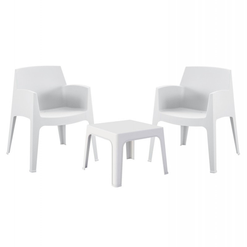 ΣΕΤ LOUNGE ΠΟΛΥΠΡΟΠΥΛΕΝΙΟΥ SLEEK HM21267.01 ΤΡΑΠΕΖΑΚΙ & 2 ΠΟΛΥΘΡΟΝΕΣ-ΛΕΥΚΟ