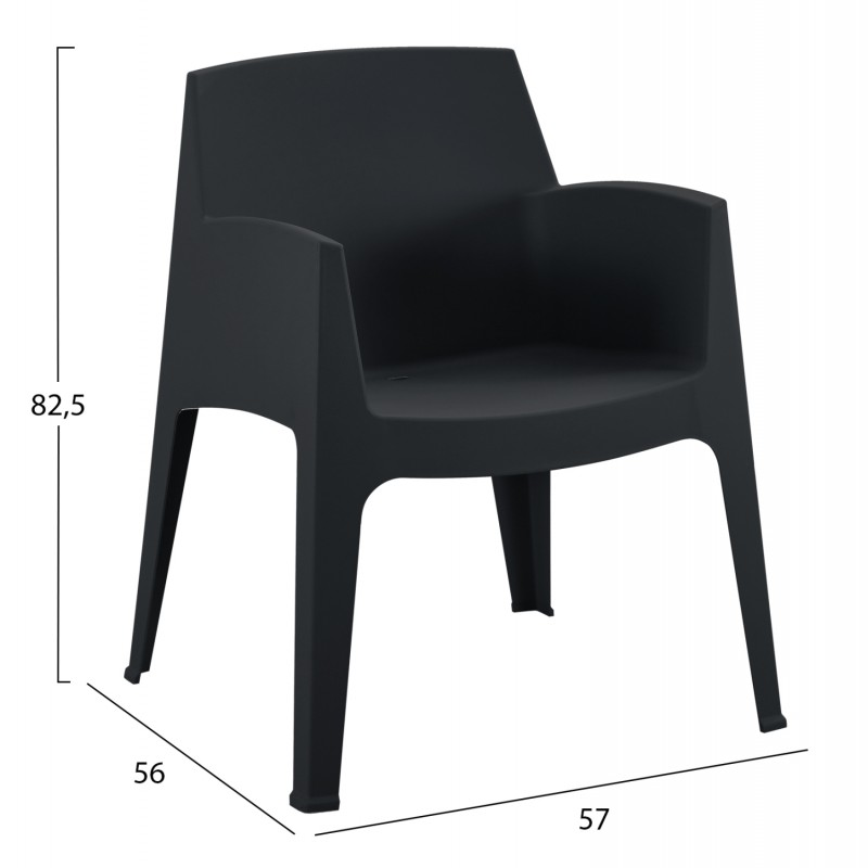 ΣΕΤ LOUNGE ΠΟΛΥΠΡΟΠΥΛΕΝΙΟΥ SLEEK HM21267.02 ΤΡΑΠΕΖΑΚΙ & 2 ΠΟΛΥΘΡΟΝΕΣ-ΜΑΥΡΟ