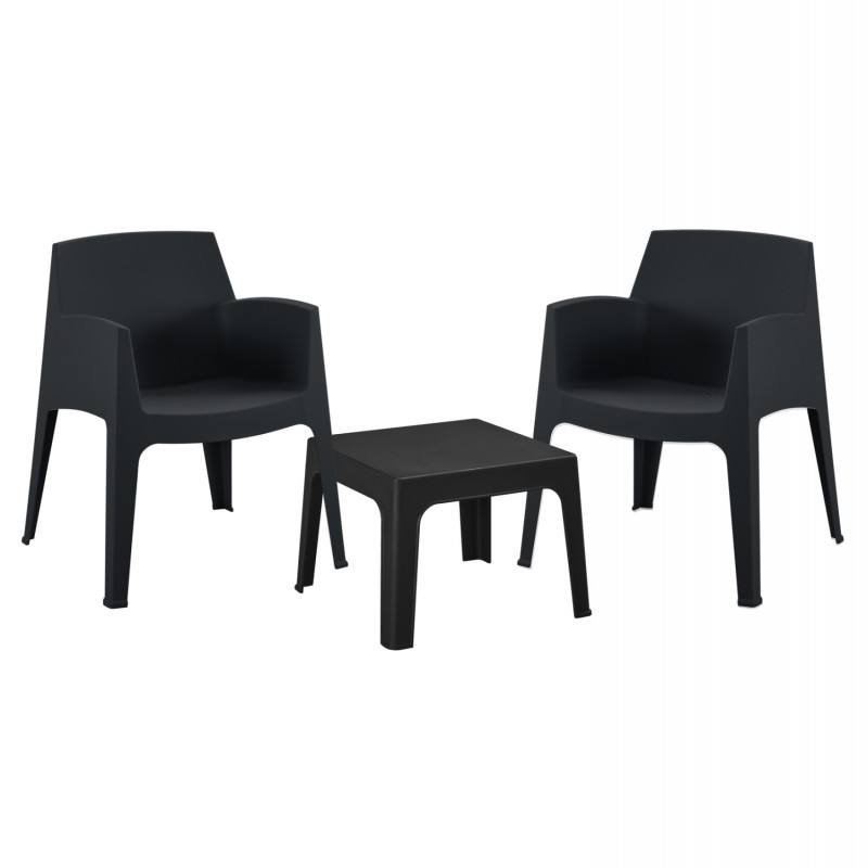 ΣΕΤ LOUNGE ΠΟΛΥΠΡΟΠΥΛΕΝΙΟΥ SLEEK HM21267.02 ΤΡΑΠΕΖΑΚΙ & 2 ΠΟΛΥΘΡΟΝΕΣ-ΜΑΥΡΟ