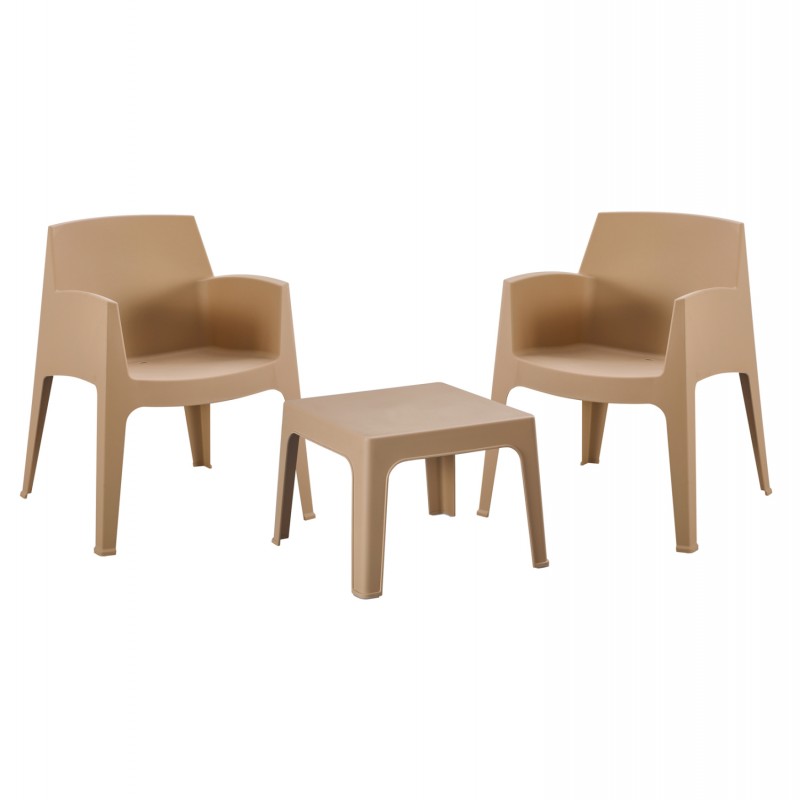 ΣΕΤ LOUNGE ΠΟΛΥΠΡΟΠΥΛΕΝΙΟΥ SLEEK HM21267.03 ΤΡΑΠΕΖΑΚΙ & 2 ΠΟΛΥΘΡΟΝΕΣ-ΚΑΠΟΥΤΣΙΝΟ