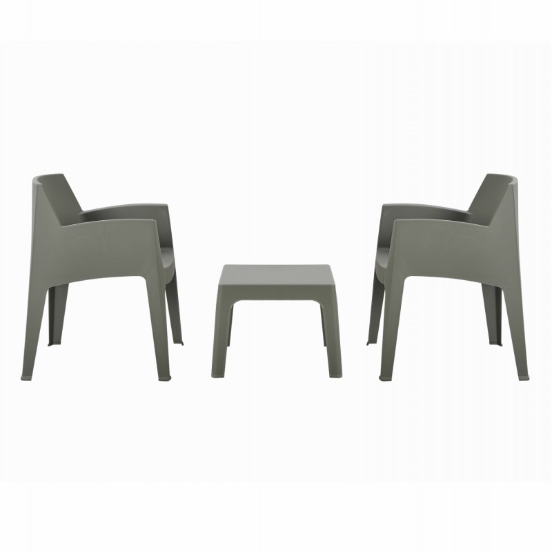 ΣΕΤ LOUNGE ΠΟΛΥΠΡΟΠΥΛΕΝΙΟΥ SLEEK HM21267.05 ΤΡΑΠΕΖΑΚΙ & 2 ΠΟΛΥΘΡΟΝΕΣ-DARK OLIVE GREEN