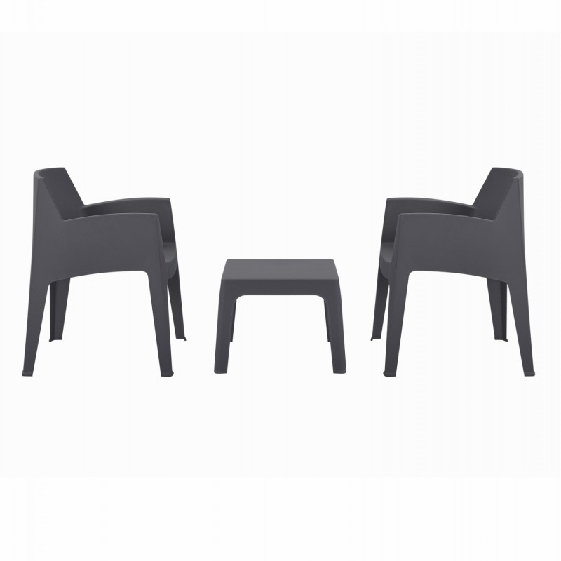 ΣΕΤ LOUNGE ΠΟΛΥΠΡΟΠΥΛΕΝΙΟΥ SLEEK HM21267.10 ΤΡΑΠΕΖΑΚΙ & 2 ΠΟΛΥΘΡΟΝΕΣ-ΓΚΡΙ