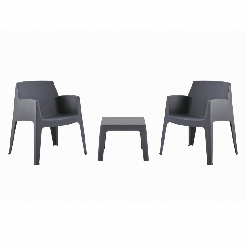 ΣΕΤ LOUNGE ΠΟΛΥΠΡΟΠΥΛΕΝΙΟΥ SLEEK HM21267.10 ΤΡΑΠΕΖΑΚΙ & 2 ΠΟΛΥΘΡΟΝΕΣ-ΓΚΡΙ