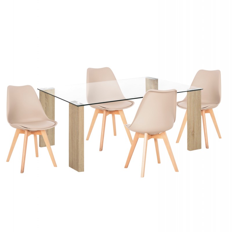 ΣΕΤ ΤΡΑΠΕΖΑΡΙΑΣ 5ΤΜΧ MORGAN HM21269.01 ΤΡΑΠΕΖΙ & 4 ΚΑΡΕΚΛΕΣ - ΚΑΠΟΥΤΣΙΝΟ