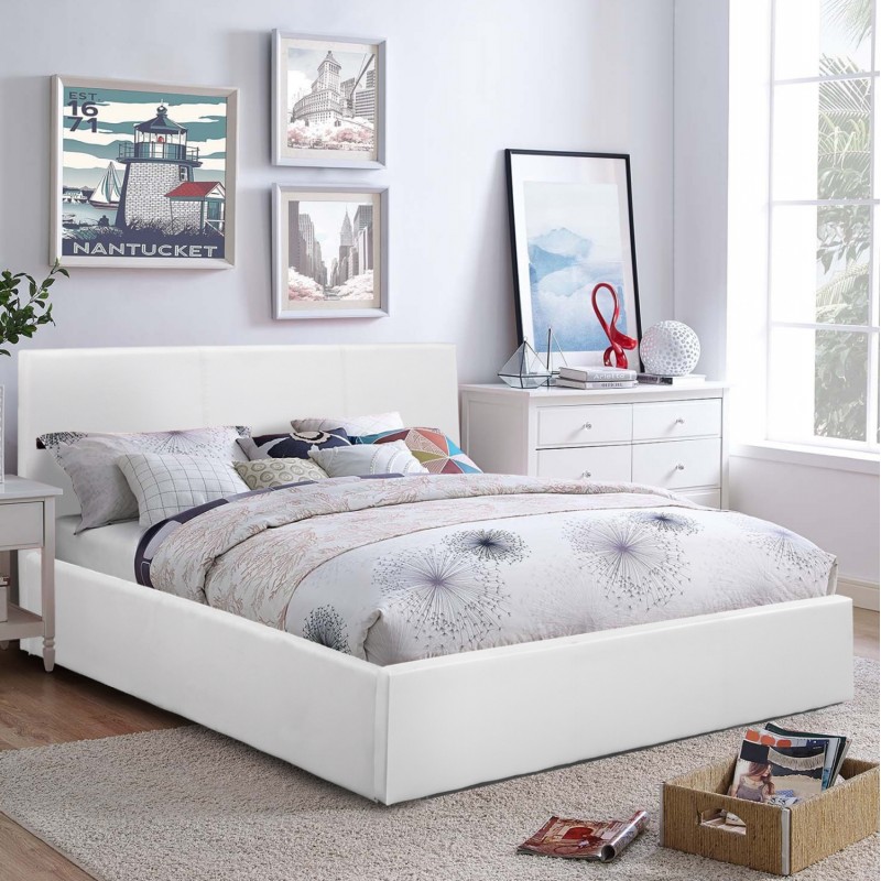 ΚΡΕΒΑΤΙ ΔΙΠΛΟ & ΣΤΡΩΜΑ BOBBI HM21271.01 ΛΕΥΚΟ PU ΜΕ ΑΠΟΘ.ΧΩΡΟ--ΓΙΑ 150x200εκ
