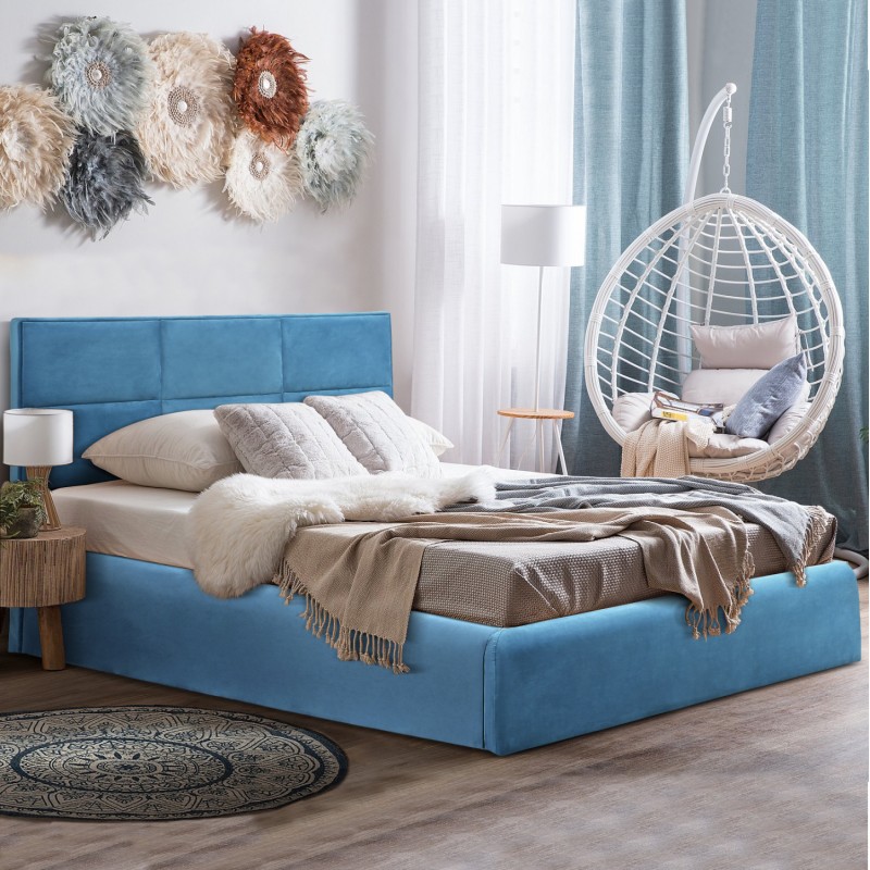 ΚΡΕΒΑΤΙ ΔΙΠΛΟ & ΣΤΡΩΜΑ BRILEY HM21272.04 ΠΕΤΡΟΛ ΒΕΛΟΥΔΟ ΜΕ ΑΠΟΘ.ΧΩΡΟ--ΓΙΑ 160x200εκ