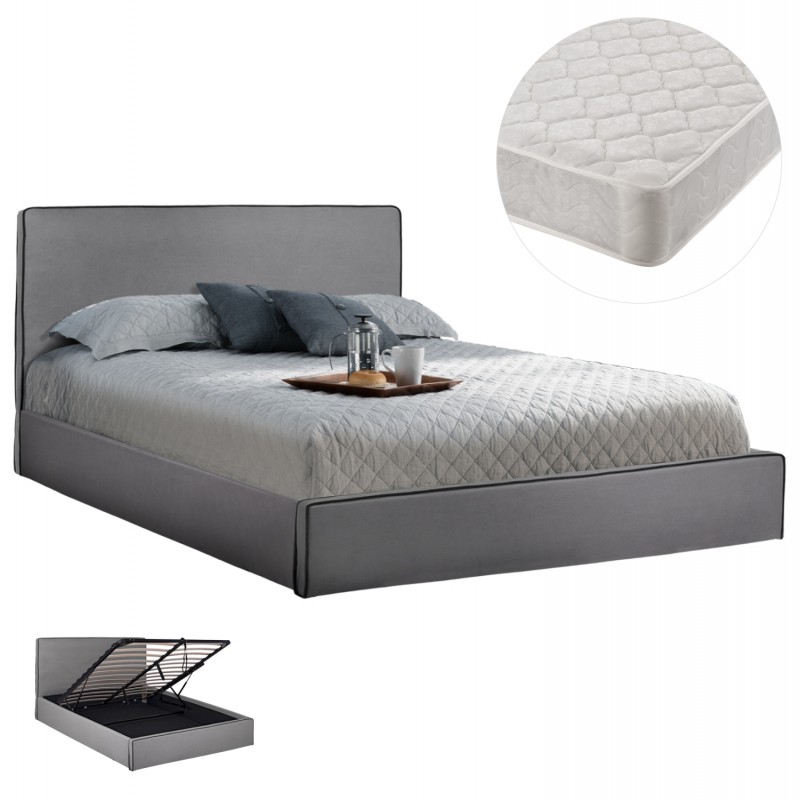 ΚΡΕΒΑΤΙ ΔΙΠΛΟ & ΣΤΡΩΜΑ ALLIE HM21273.01 ΓΚΡΙ ΥΦΑΣΜΑ ΜΕ ΑΠΟΘ.ΧΩΡΟ--ΓΙΑ 160x200εκ