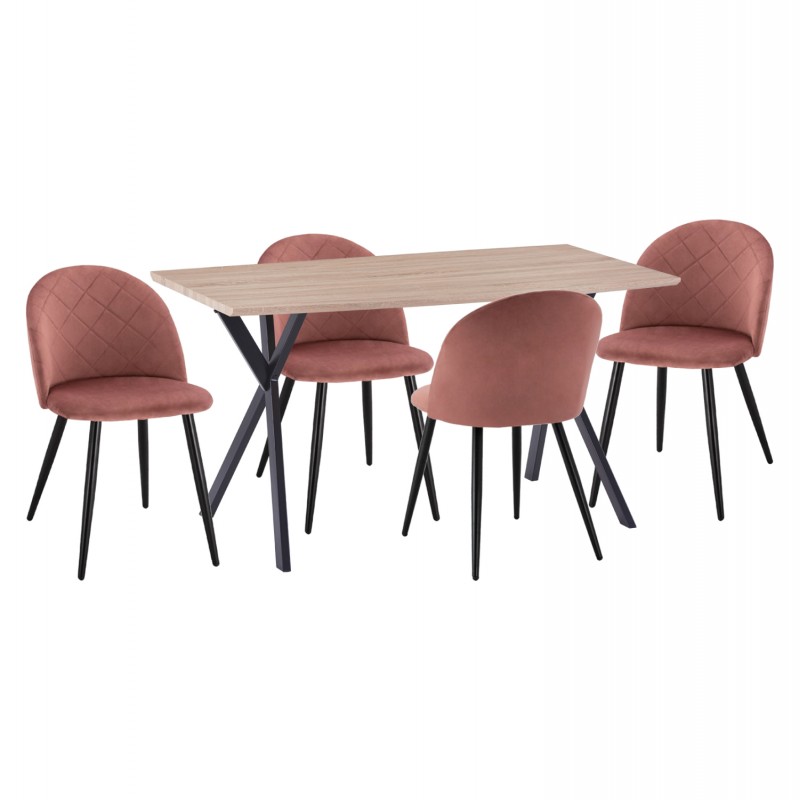 ΣΕΤ ΤΡΑΠΕΖΑΡΙΑΣ 5ΤΜΧ ALARICK HM21277 MDF TOP-ΒΕΛΟΥΔΟ ΣΑΠΙΟ ΜΗΛΟ & ΜΕΤΑΛΛΟ ΜΑΥΡΟ