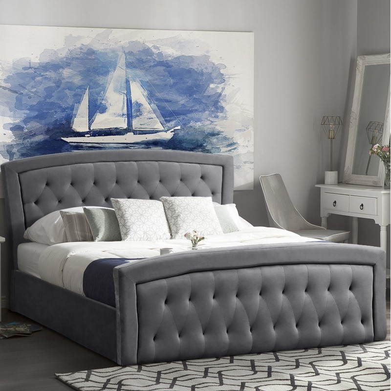 ΚΡΕΒΑΤΙ ΔΙΠΛΟ ΜΕ ΣΤΡΩΜΑ & ΑΠΟΘ.ΧΩΡΟ ODELIA HM21279.01 ΓΚΡΙ ΒΕΛΟΥΔΟ--ΓΙΑ 160x200εκ