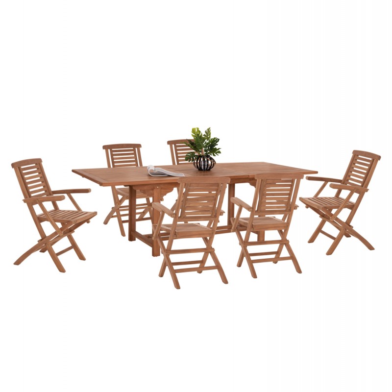 ΣΕΤ ΤΡΑΠΕΖΑΡΙΑΣ CRANDER HM21288 ΤΡΑΠΕΖΙ & 6 ΠΟΛΥΘΡΟΝΕΣ ΠΤΥΣΣΟΜΕΝΕΣ-ΤΕΑΚ