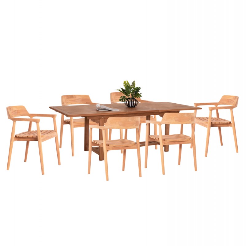 ΣΕΤ ΤΡΑΠΕΖΑΡΙΑΣ FREM HM21291 ΤΡΑΠΕΖΙ & 6 ΠΟΛΥΘΡΟΝΕΣ---ΤΕΑΚ ΞΥΛΟ