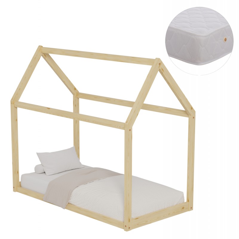 ΚΡΕΒΑΤΙ ΠΑΙΔΙΚΟ ΜΕ ΣΤΡΩΜΑ PEPE HM21303 ΞΥΛΟ ΠΕΥΚΟΥ ΣΕ ΦΥΣΙΚΟ--ΣΤΡΩΜΑ 70x140εκ