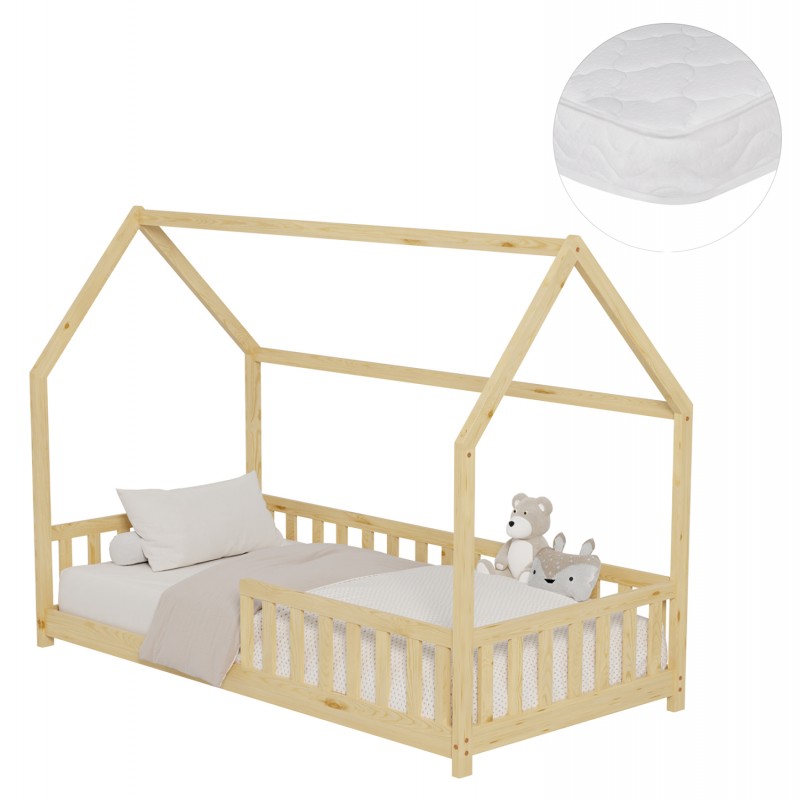 ΚΡΕΒΑΤΙ ΠΑΙΔΙΚΟ ΜΕ ΣΤΡΩΜΑ PHYLLIS HM21304 ΞΥΛΟ ΠΕΥΚΟΥ ΣΕ ΦΥΣΙΚΟ--ΣΤΡΩΜΑ 90x190εκ