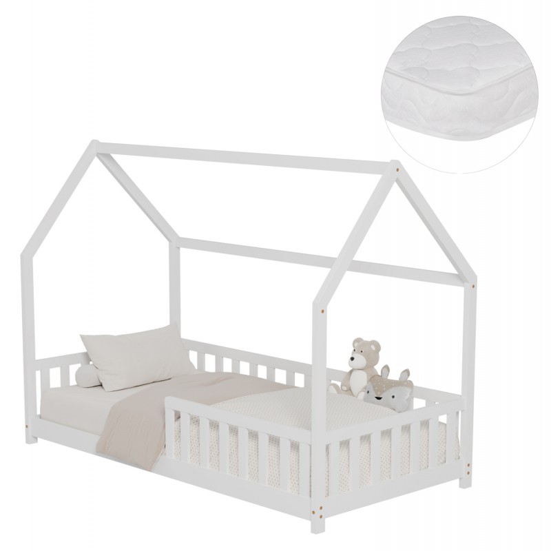 ΚΡΕΒΑΤΙ ΠΑΙΔΙΚΟ ΜΕ ΣΤΡΩΜΑ PHYLLIS HM21304.01 ΞΥΛΟ ΠΕΥΚΟΥ ΣΕ ΛΕΥΚΟ--ΣΤΡΩΜΑ 90x190εκ