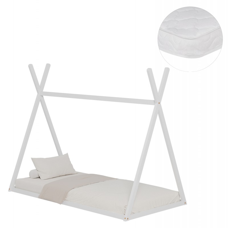 ΚΡΕΒΑΤΙ ΠΑΙΔΙΚΟ ΜΕ ΣΤΡΩΜΑ MUNK HM21306.01 ΞΥΛΟ ΠΕΥΚΟΥ ΣΕ ΛΕΥΚΟ--ΣΤΡΩΜΑ 90x190εκ