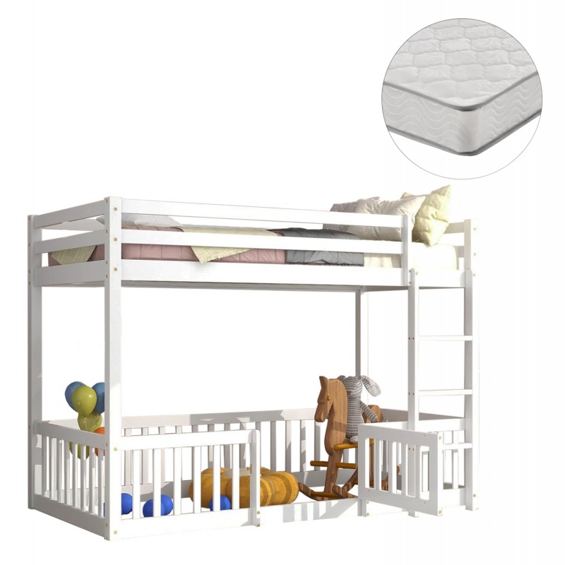 ΚΟΥΚΕΤΑ ΠΑΙΔΙΚΗ ΜΕ ΠΑΡΚΑΚΙ PLAYKID HM21312.01 ΞΥΛΟ ΠΕΥΚΟΥ ΛΕΥΚΟ--ME ΣΤΡΩΜΑ 90x190εκ