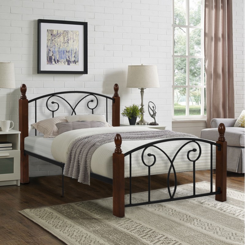 ΚΡΕΒΑΤΙ ΗΜΙΔΙΠΛΟ & ΣΤΡΩΜΑ SUZIE HM21333 ΜΕΤΑΛΛΟ & ΞΥΛΟ ΣΕ ΚΑΡΥΔΙ--ΣΤΡΩΜΑ 110x190εκ