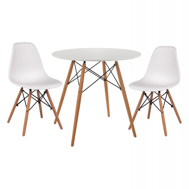 ΣΕΤ ΤΡΑΠΕΖΑΡΙΑΣ 3ΤΜΧ TWIST HM21372 ΣΤΡΟΓΓΥΛΟ ΤΡΑΠΕΖΙ Φ80 & 2 ΚΑΡΕΚΛΕΣ ΣΕ ΛΕΥΚΟ