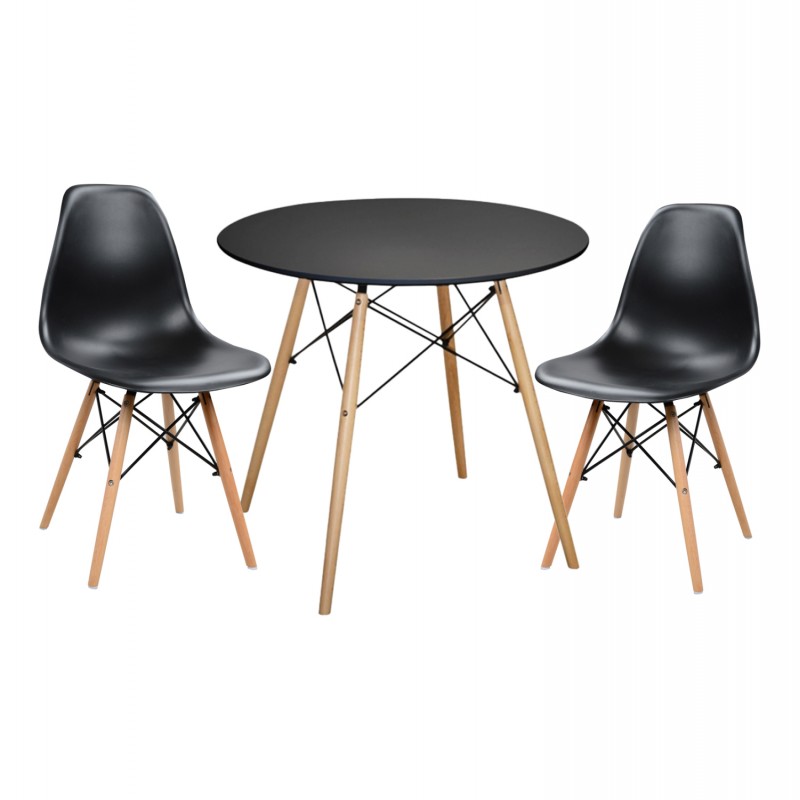 ΣΕΤ ΤΡΑΠΕΖΑΡΙΑΣ 3ΤΜΧ TWIST HM21373 ΣΤΡΟΓΓΥΛΟ ΤΡΑΠΕΖΙ Φ80 & 2 ΚΑΡΕΚΛΕΣ ΣΕ ΜΑΥΡΟ